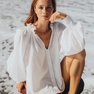 Luciee Amour Organic Cotton Blouse Button Down Shirt NWOT Doen Blouse
